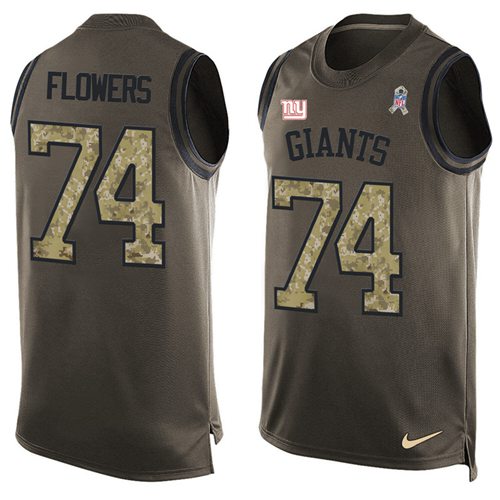 Nike Giants #74 Ereck Flowers Green Men's Stitched NFL Limited Salute To Service Tank Top Jersey - Click Image to Close
